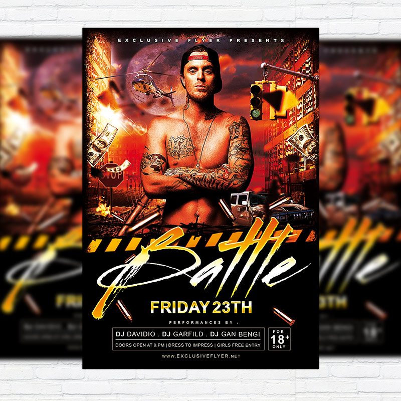 rapper battle premium flyer template facebook cover