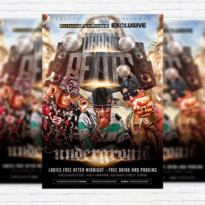urban beats premium flyer template facebook cover urban streets flyer