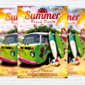 Summer Beach Party - Premium Flyer Template + Facebook Cover