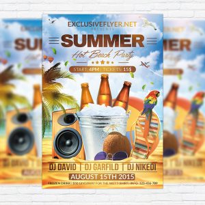 Summer Hot Beach Party - Premium Flyer Template + Facebook Cover