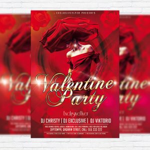 Valentine Romantic Love Party - Free Club and Party Flyer PSD Template
