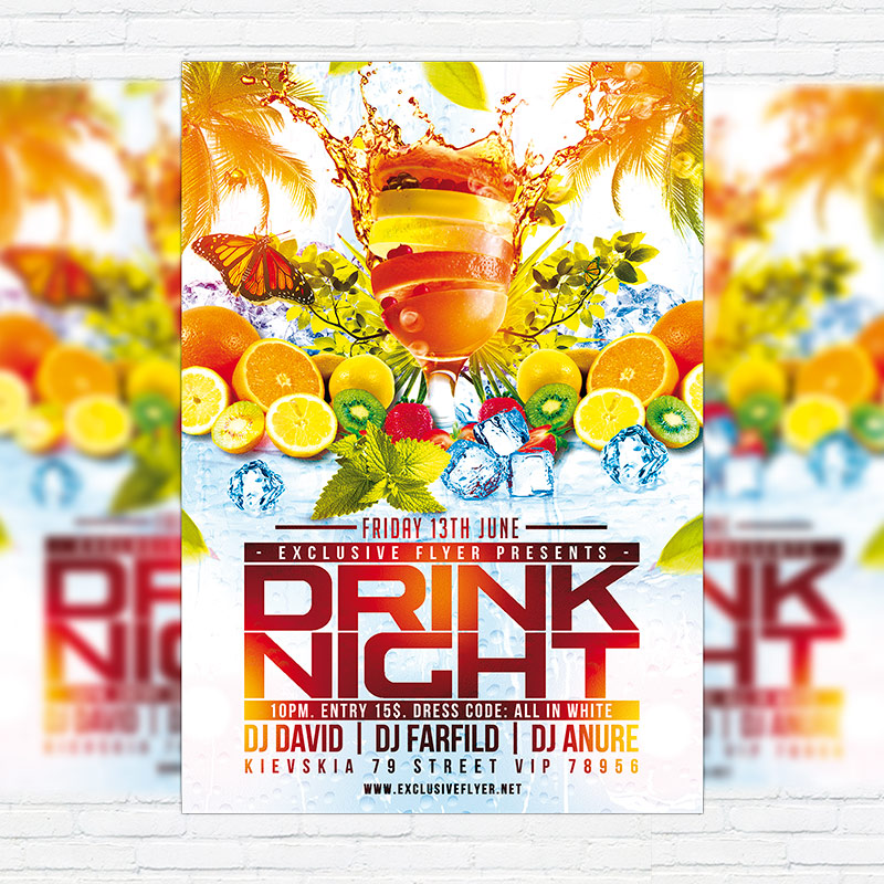 drink night premium flyer template facebook cover margarita flyer