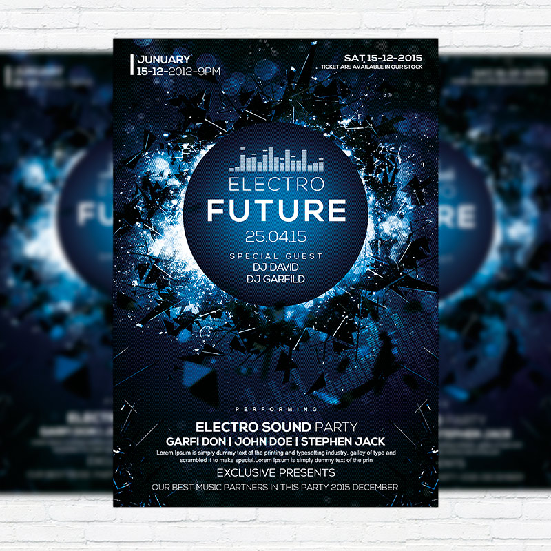 Electro Future Vol.3 - Premium Flyer Template + Facebook Cover ...