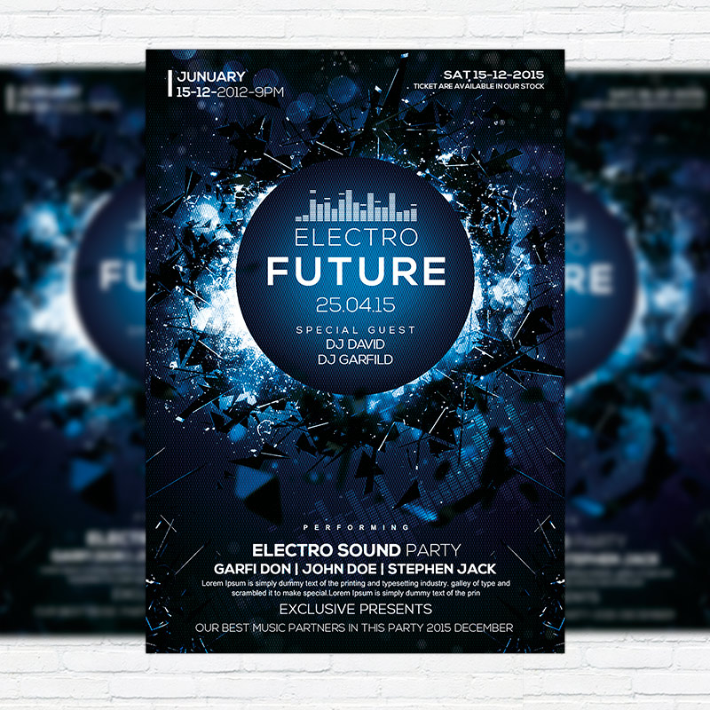 electro future vol 3 premium flyer template facebook cover make facebook flyers