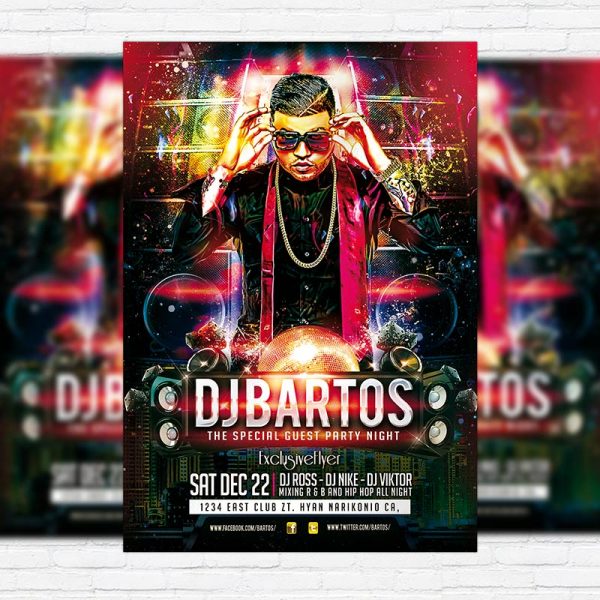 Special Guest DJ Bartos - Premium PSD Flyer Template
