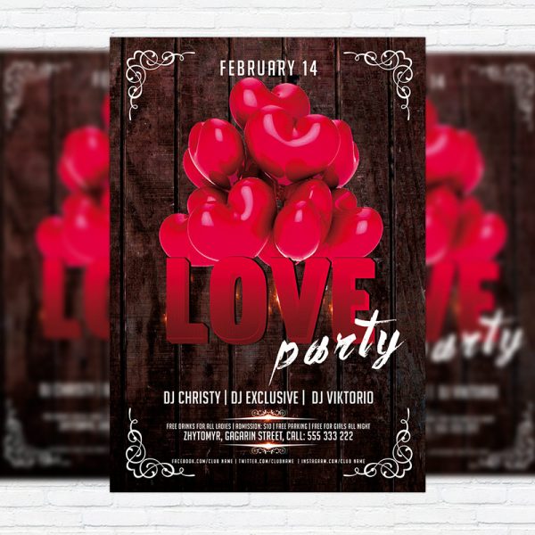 Red Love Party - Premium PSD Flyer Template