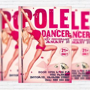 Pole Dancer Party - Free Club and Party Flyer PSD Template