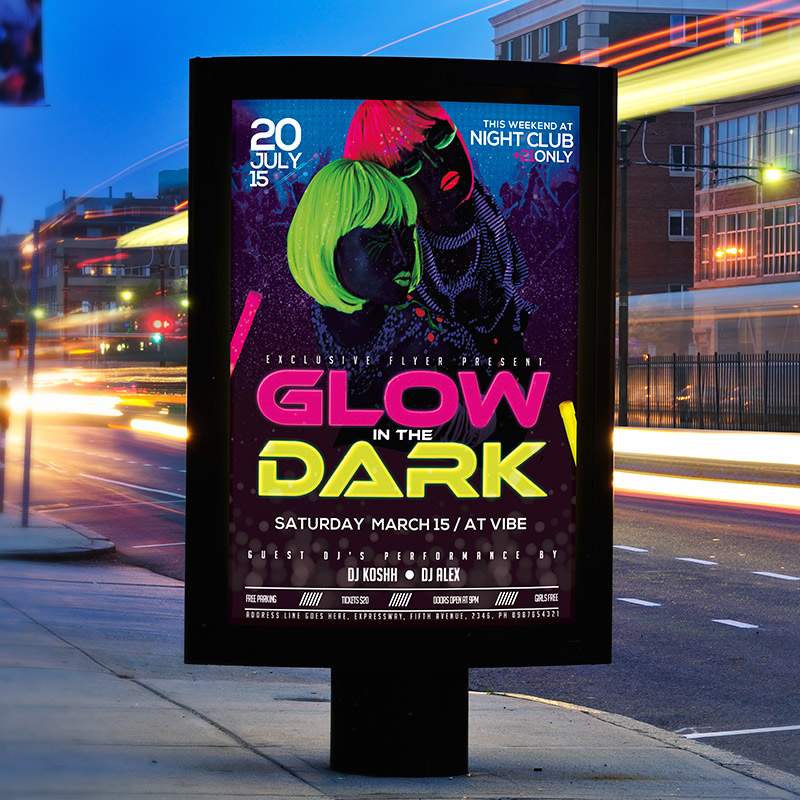 glow in the dark premium flyer template facebook cover glow in the dark club flyer