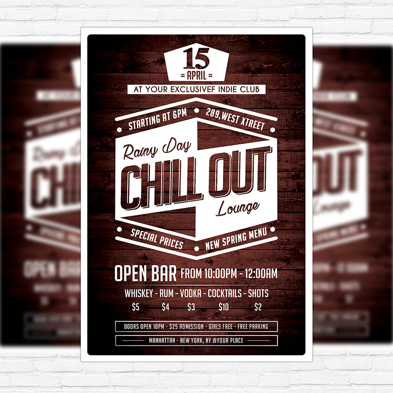 chill out premium flyer template facebook cover exclsiveflyer bar and lounge flyers