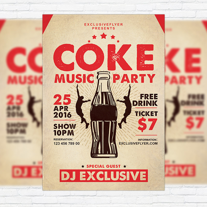 coke music party premium flyer template facebook cover musical flyer templates