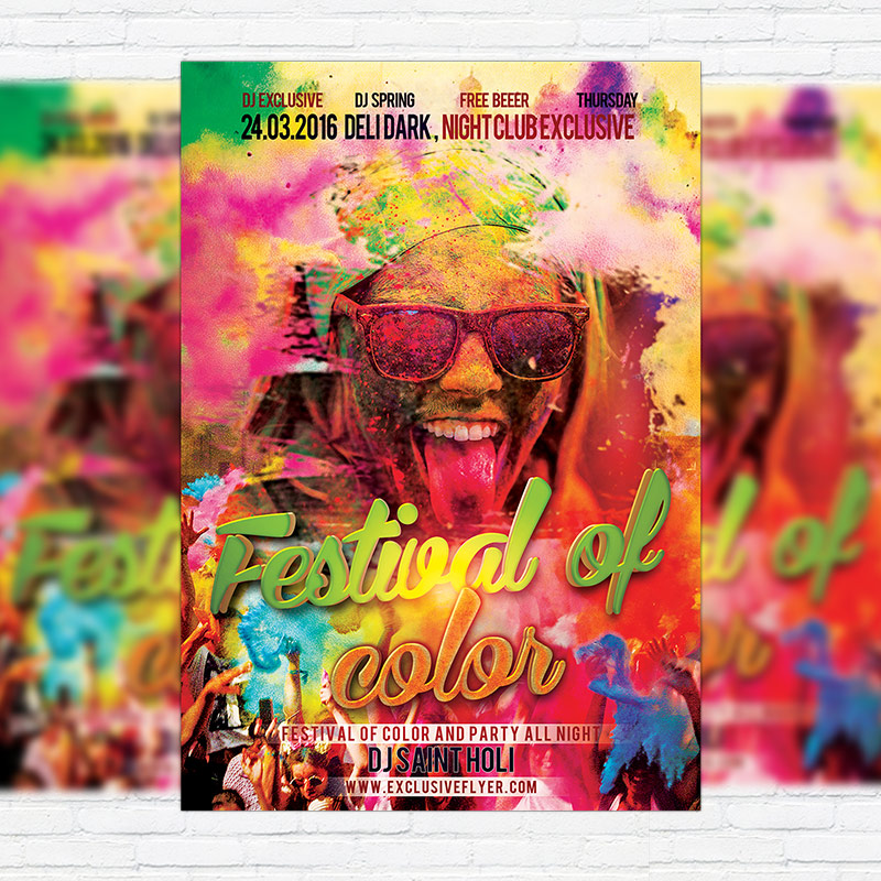 festival of color premium flyer template facebook cover