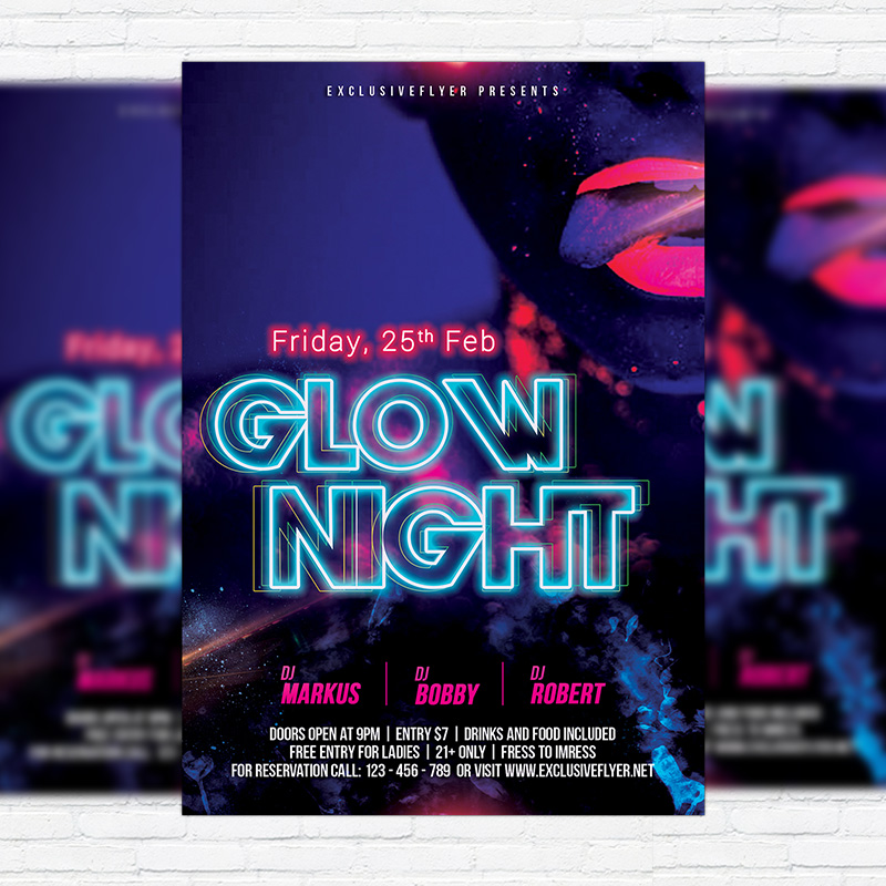 glow night premium flyer template facebook cover exclsiveflyer kids glow party flyer template
