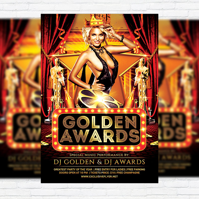 golden awards premium flyer template facebook cover awards flyer template