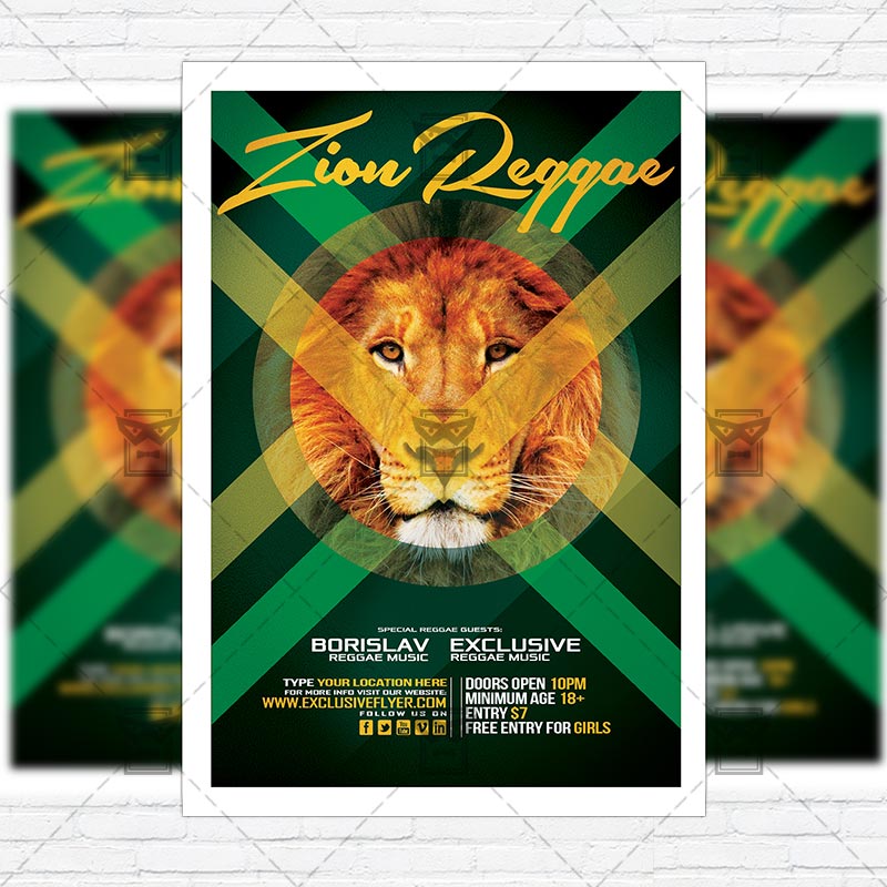 zion reggae premium flyer template facebook cover reggea flyers