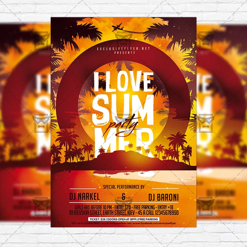 I Love Summer Party Premium Flyer Template Facebook Cover Exclsiveflyer Free And Premium 12 Days Of Flyer Template