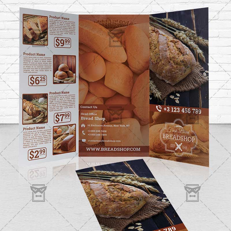 bakery food premium tri fold brochure template bakery brochures
