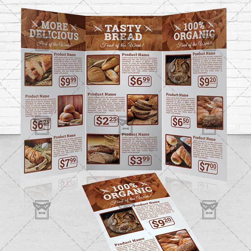 bakery food premium tri fold brochure template bakery brochure template