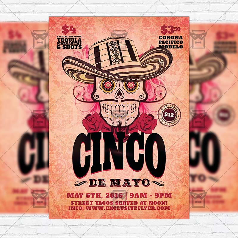 cinco de mayo day premium flyer template facebook cover