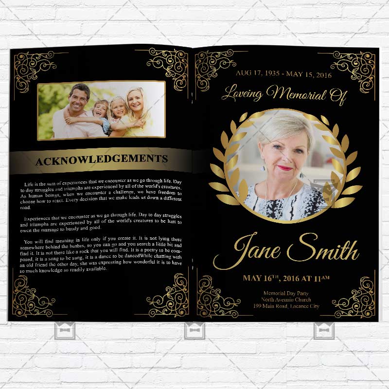 Funeral Program Vol3 Premium Bi Fold Brochure Template Exclsiveflyer Free And Premium Psd Free Funeral Flyer Template Psd