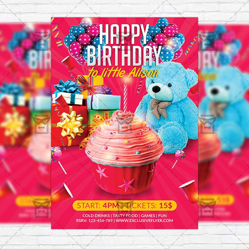 kids birthday party flyer