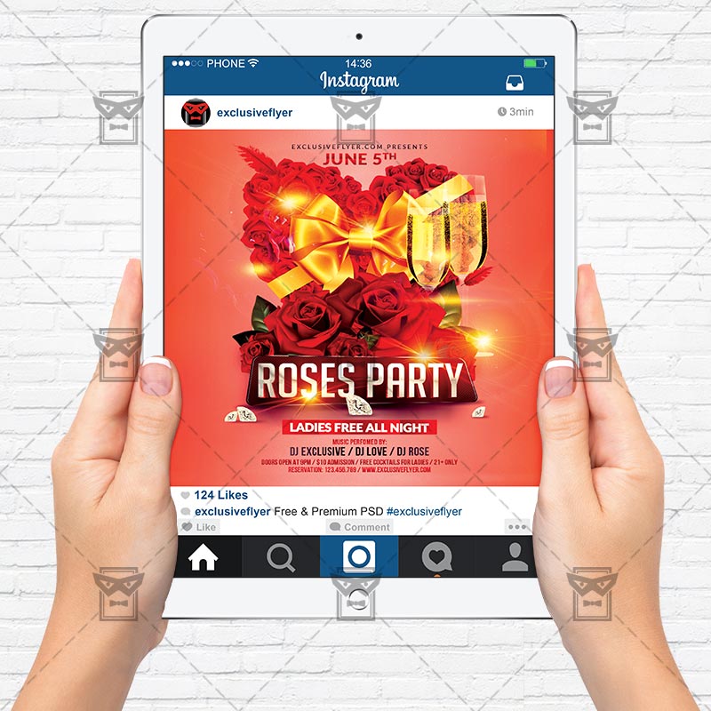 Roses Party Premium Flyer Template Instagram Size Flyer Exclsiveflyer Free And Premium Instagram Flyer Template