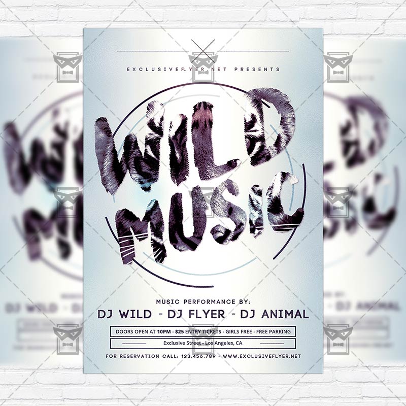wild music premium flyer template instagram size flyer music flyer size