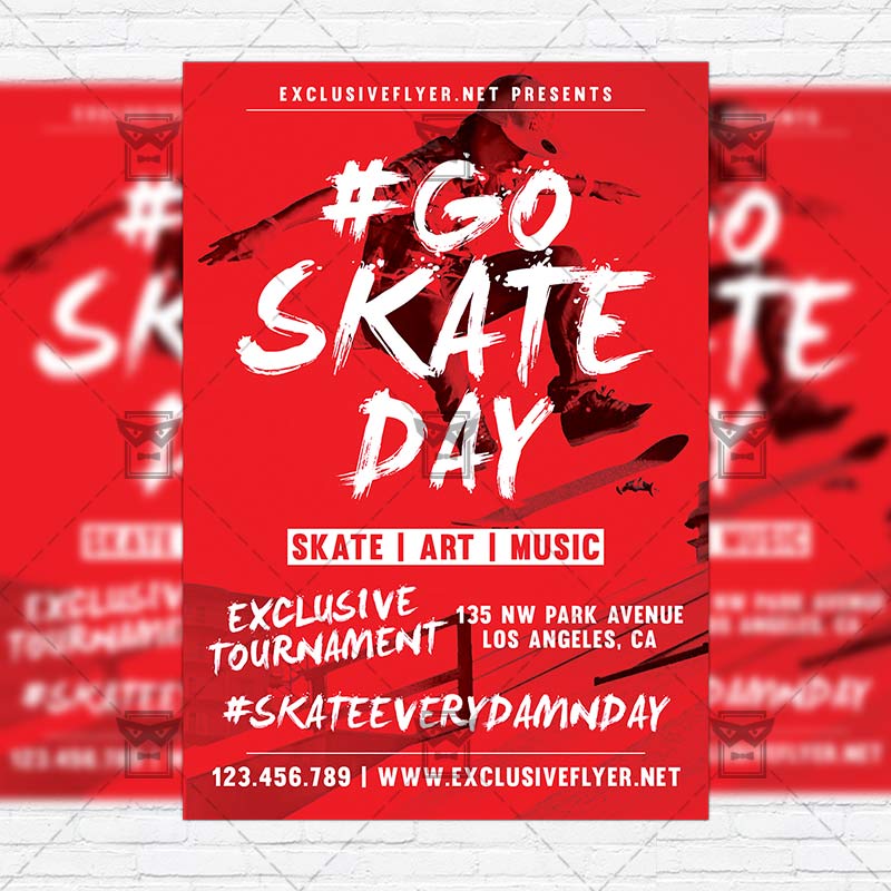 go skate day premium flyer template instagram size flyer skateboard flyer psd