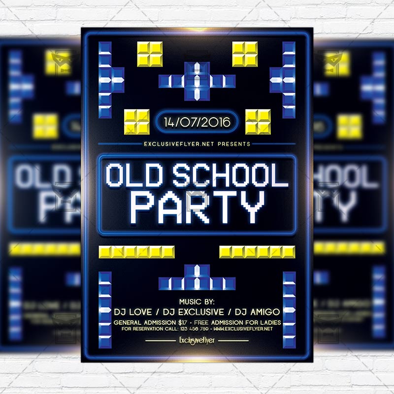 old school party premium flyer template instagram size flyer old school party flyer template