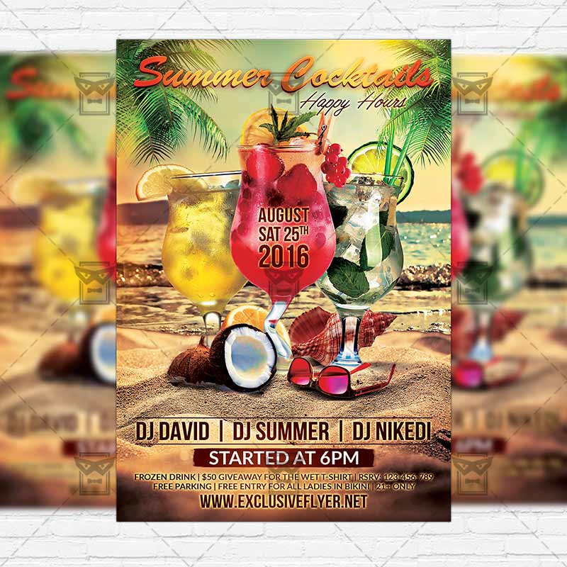 summer cocktails premium flyer template instagram size flyer instagram happy hour flyers