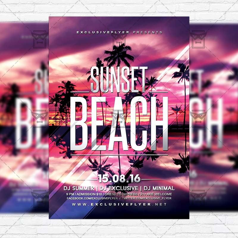 sunset beach premium flyer template instagram size flyer flyer templates instagram poster facebook