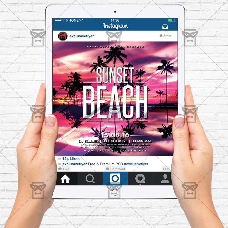 Sunset Beach Premium Flyer Template Instagram Size Flyer Exclsiveflyer Free And Premium Free Instagram Flyer Template