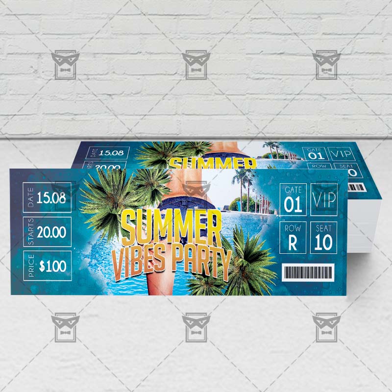 summer vibes party premium psd ticket template exclsiveflyer
