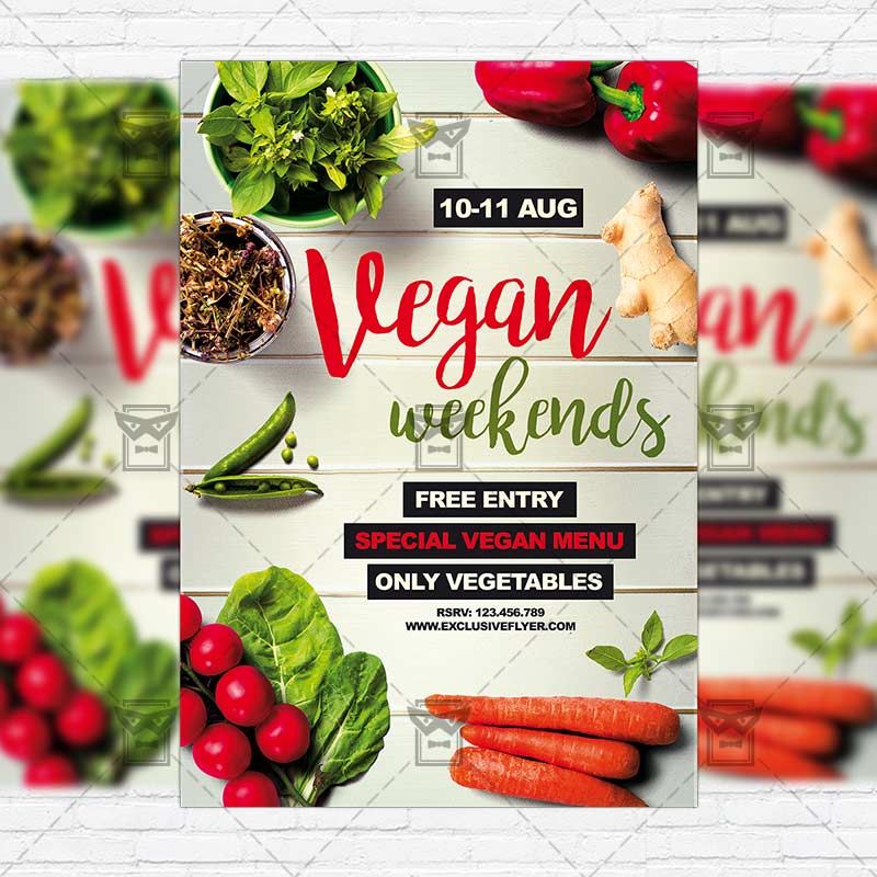 vegan weekends premium flyer template instagram size flyer vegan food flyer psd