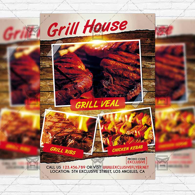 grill house premium flyer template instagram size flyer barbeque flyers