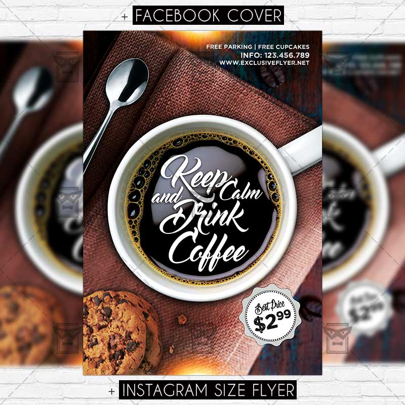 keep calm and drink coffee premium psd flyer template coffee flyer templates free