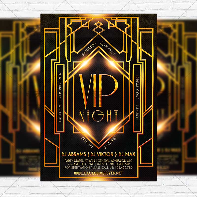 vip night premium flyer template instagram size flyer flyer gold