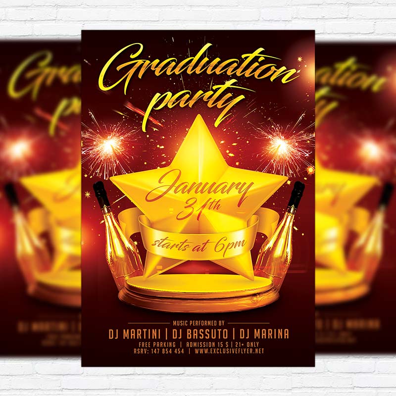 graduation party free club and party flyer psd template graduation club flyers