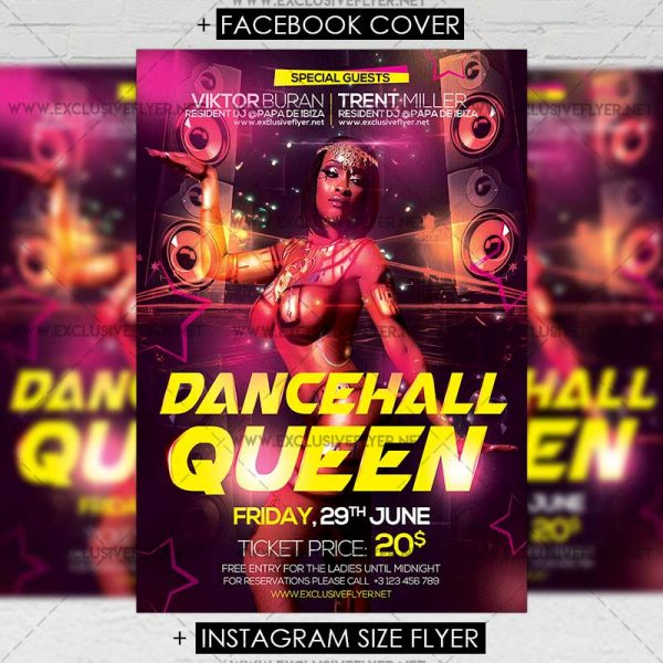 Dancehall Queen Premium A5 Flyer Template ExclsiveFlyer Free and