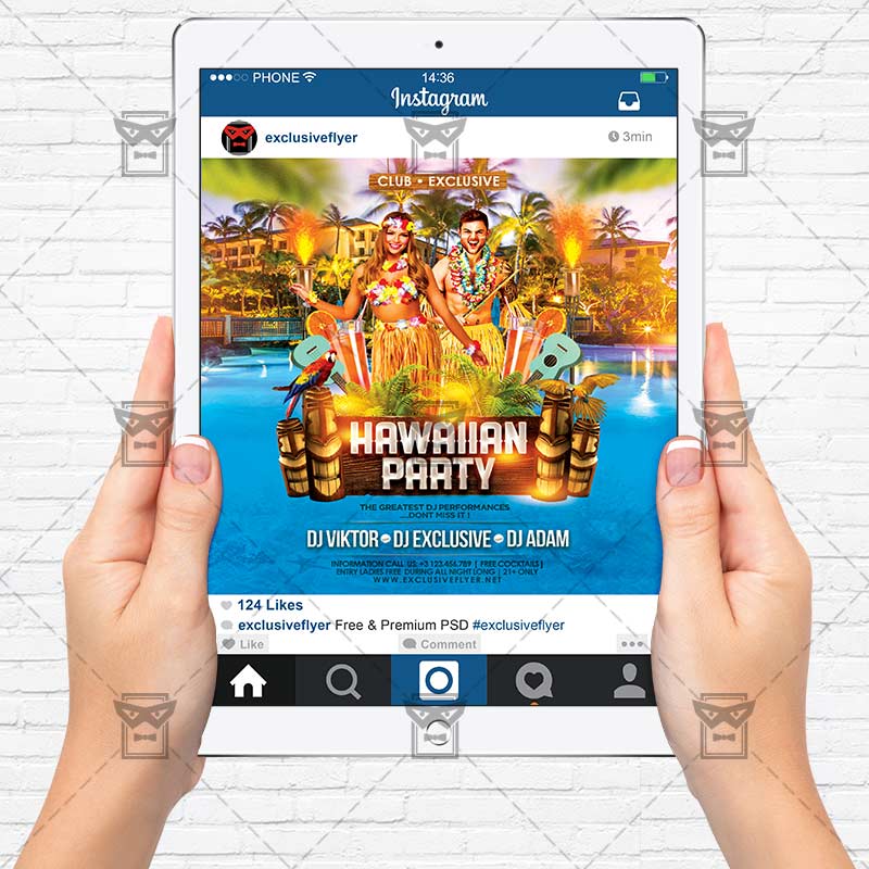 hawaiian party premium a5 flyer template exclsiveflyer free