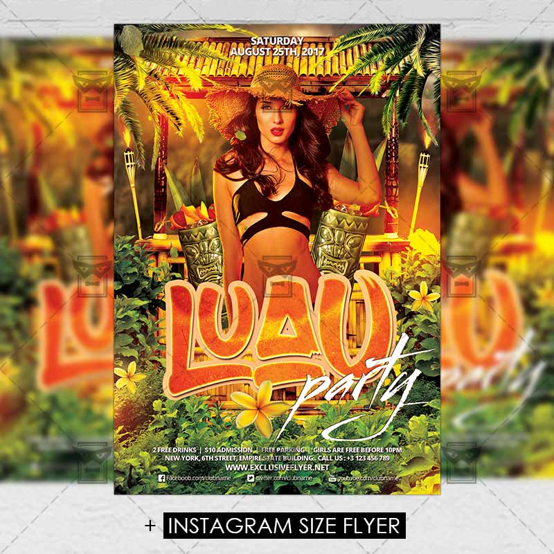 luau party premium a5 flyer template luau flyers