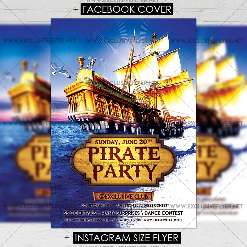 Pirate Party Premium A5 Flyer Template Exclsiveflyer Free And Pirate Party Premium Flyer Template 1