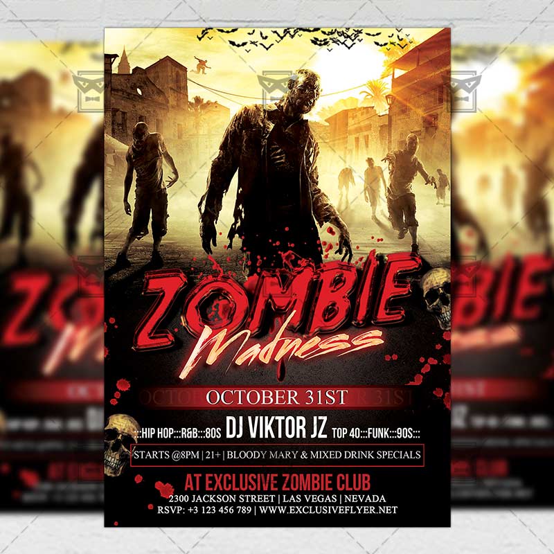zombie madness seasonal a5 flyer template zombie flyer