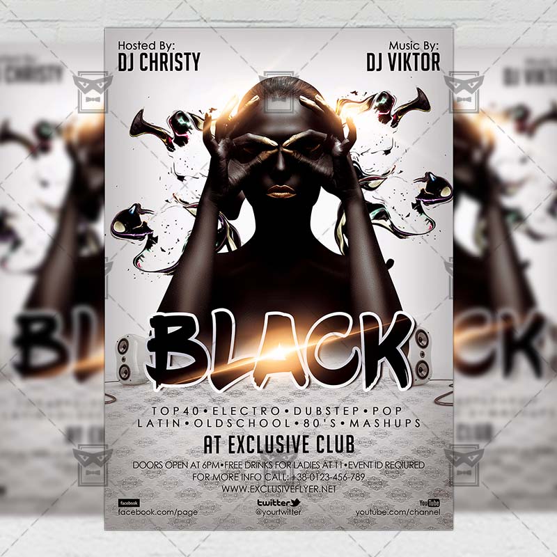 black night club a5 flyer template night clubs flyers