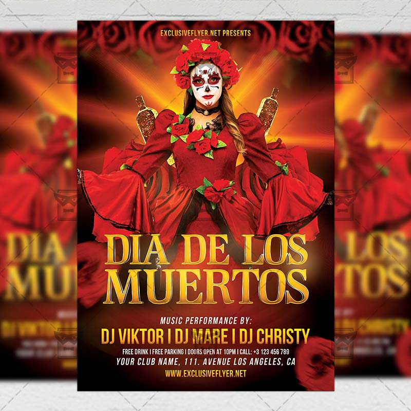 dia de los muertos celebration seasonal a5 flyer template dia de los muertos flyer