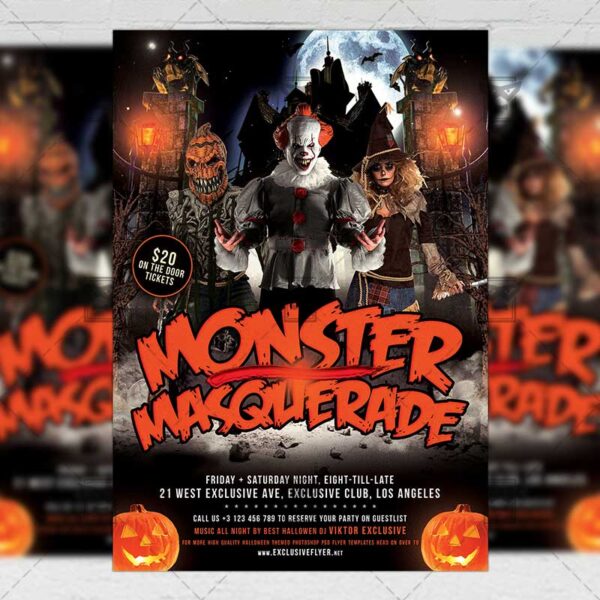 Download Monster Masquerade PSD Flyer Template Now