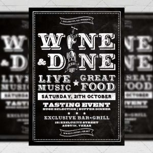 Wine and Dine - Food A5 Flyer Template