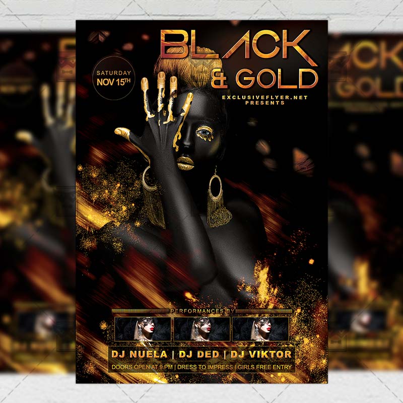 black and gold night club a5 flyer template free gold flyer