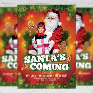 Download Santa's Coming Party PSD Flyer Template Now