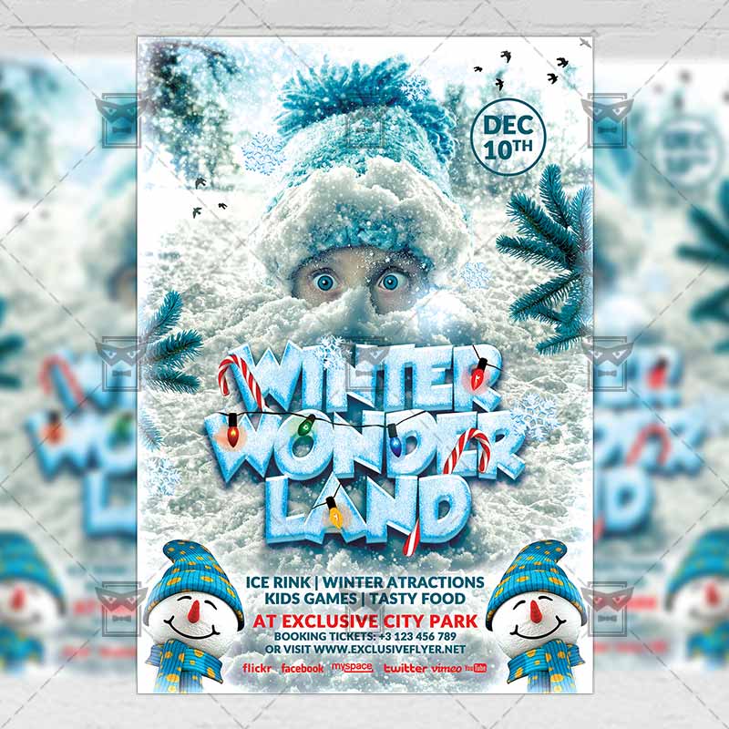 Winter Wonderland Seasonal A5 Flyer/Poster Template ExclsiveFlyer