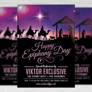 Download Happy Epiphany Day Free Seasonal A5 Flyer PSD Template Now